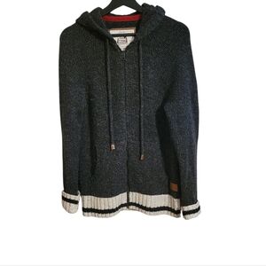 Roots Cabin Canada Gray Wool Blend Full Zip Sweater